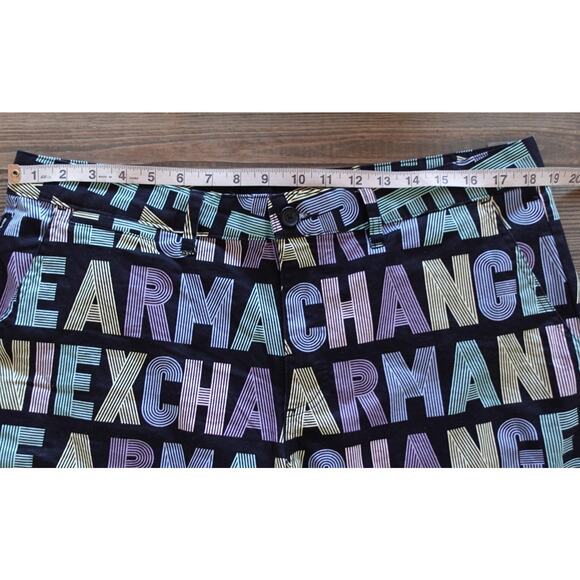 Armani Exchange Shorts Mens Large 36 Black Multicolor Logo Allover Mint - Picture 4 of 6